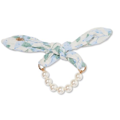 AZURE FLORAL SCARF BOW PEARL BRACELET