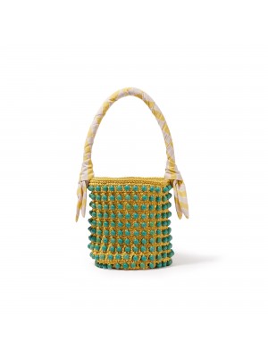 TURQUOISE SUNFLOWER BEATRIX STONE CROCHET BAG