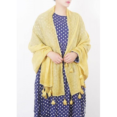 cotton linen scarf shawl casual yellow scarves