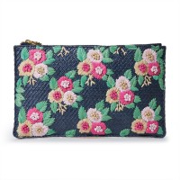 MIDNIGHT BOUQUET EMBROIDERY LARGE POUCH