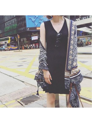 Summer Bikini Swimsuit Outer Blouse Gray Print Beach Vacation Oversized Scarf